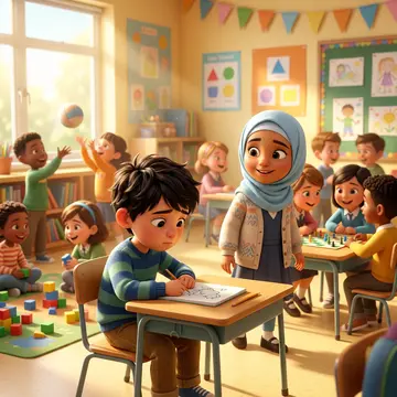 ولد جديد في الفصل قاعد لوحده.