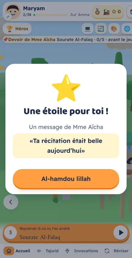 Sur l’appareil de l’élève