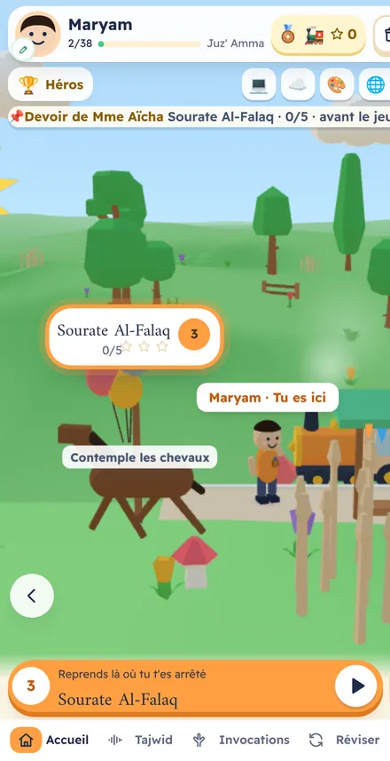 Le bandeau du devoir sur l’appareil de l’élève