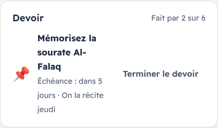 Le devoir sur le tableau de la classe