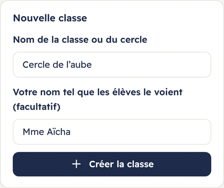 Créer une nouvelle classe