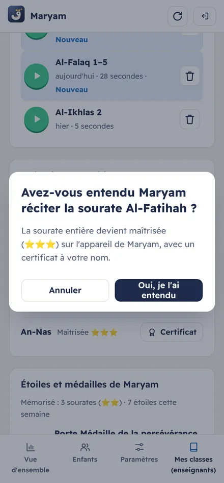 Confirmer avant de valider