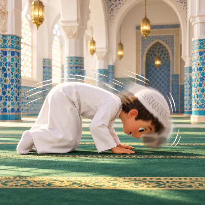 Prier vite, comme en picorant, sans se poser au rukû‘ ni au sujûd.